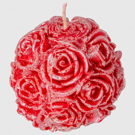 Candela sfera di rose rossa